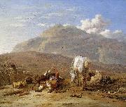 Karel Dujardin Southern landscape with young shepherd and dog. France oil painting artist